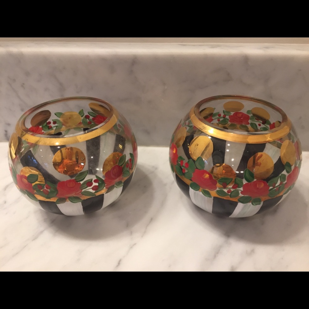 Mackenzie Childs glass votives.